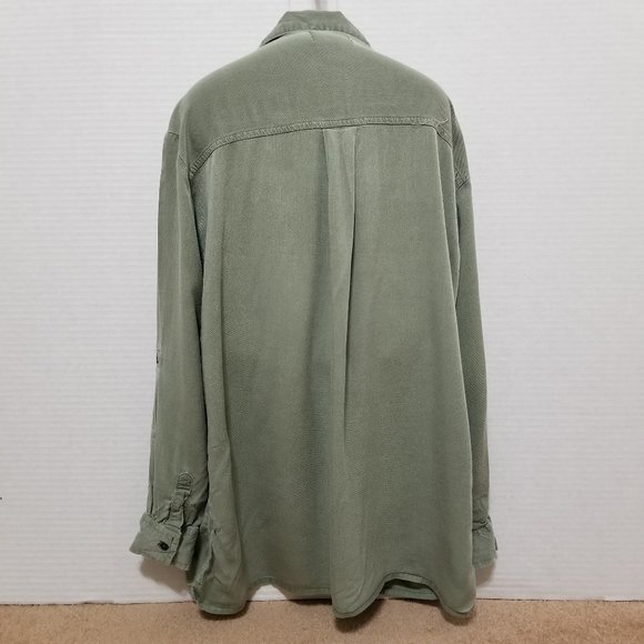 Old Navy top Large 10/12 utility button up twill side split pockets Money Maker - Picture 3 of 15